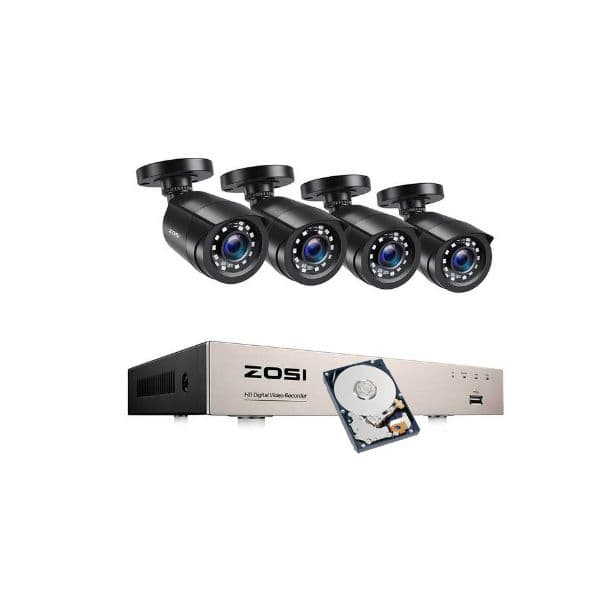 Zosi Câmaras Pretas Videovigilância HDD 1TB Disco Rígido Incluído