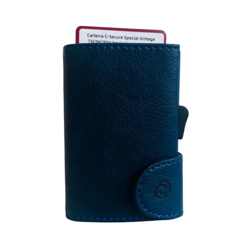 Carteira 6 Cartões e Moedas C-SECURE VINTAGE 75C06 BLUE