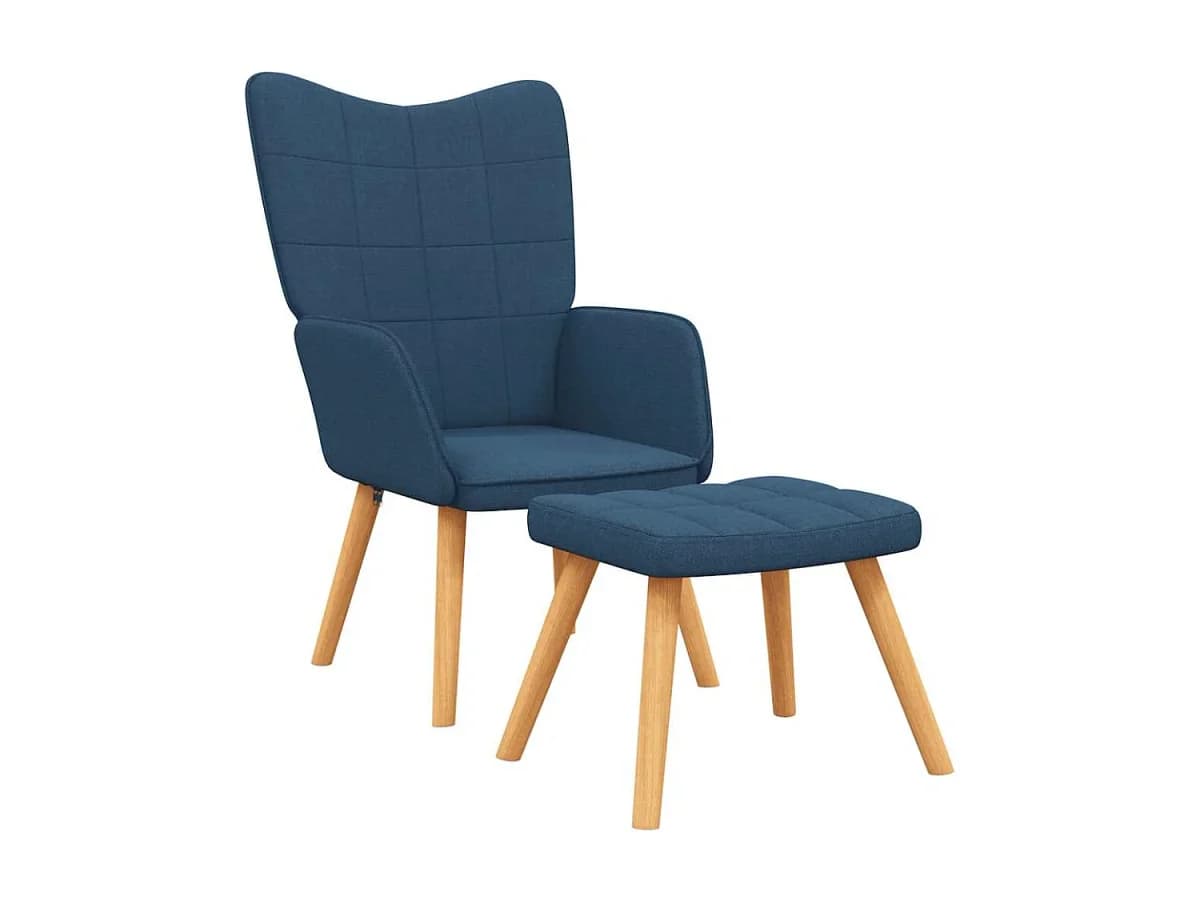Poltrona | Cadeira Relax com banco tecido azul SHL276047