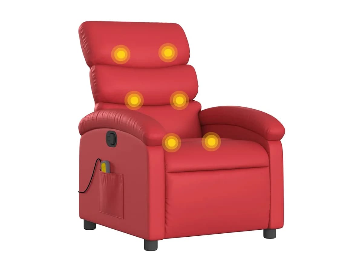 Poltrona de massagens reclinável couro artificial vermelho SHL42326