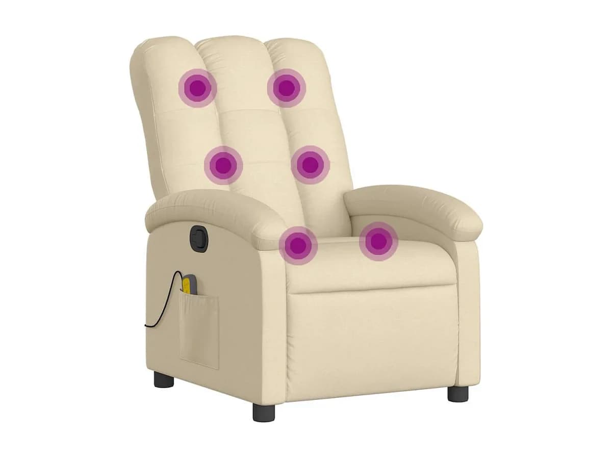 Poltrona de massagens reclinável tecido cor creme SHL68060