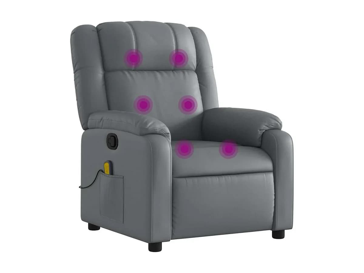 Poltrona de massagens reclinável couro artificial cinzento SHL888652