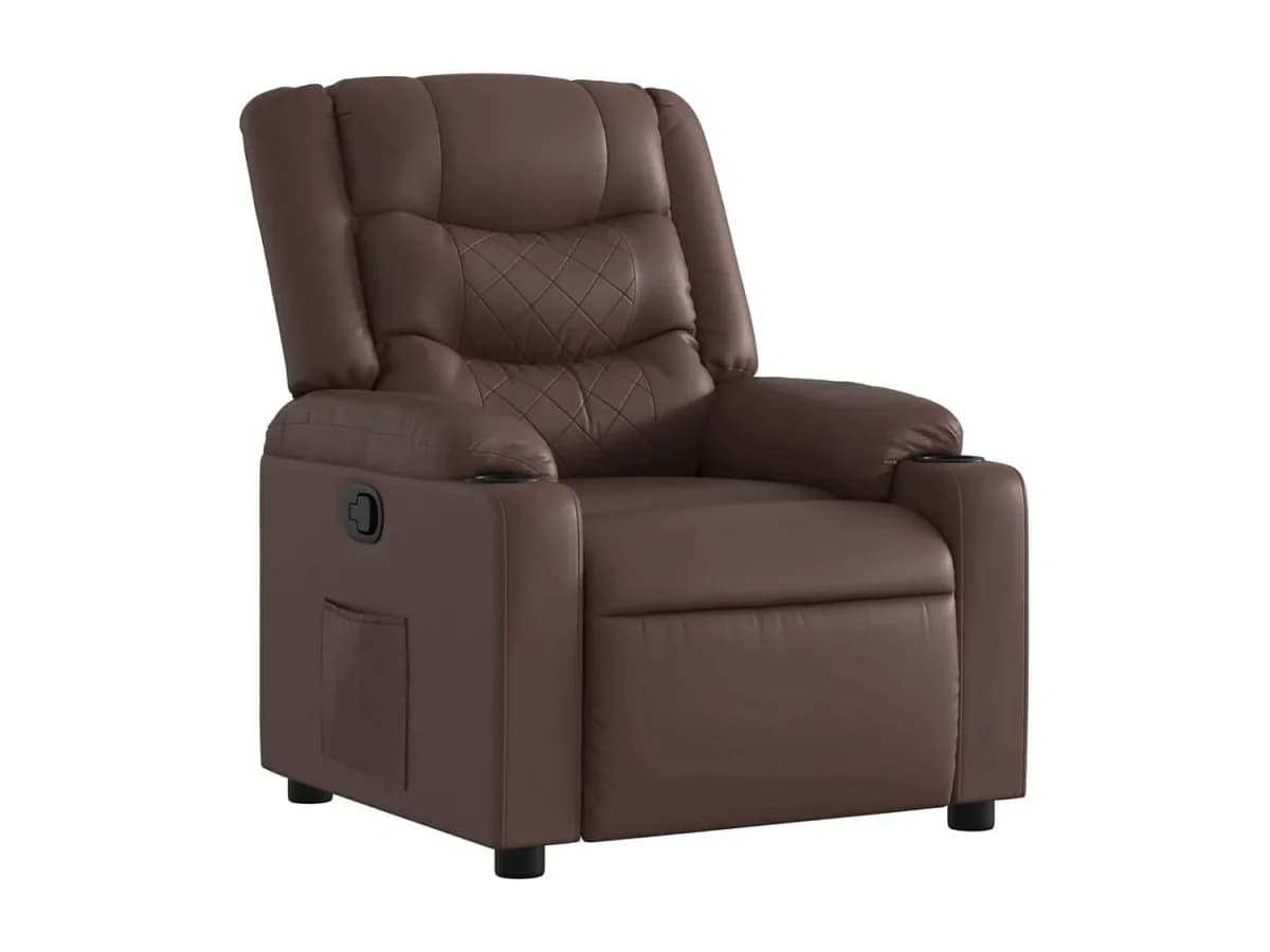 Poltrona reclinável couro artificial castanho SHL773032