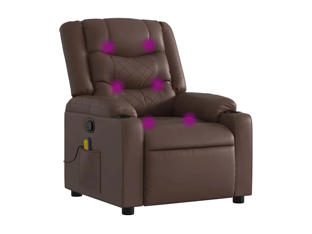 Poltrona de massagens reclinável couro artificial castanho SHL509498