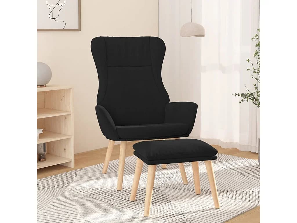 Poltrona | Cadeira Relax com banco p/ pés tecido preto SHL105099