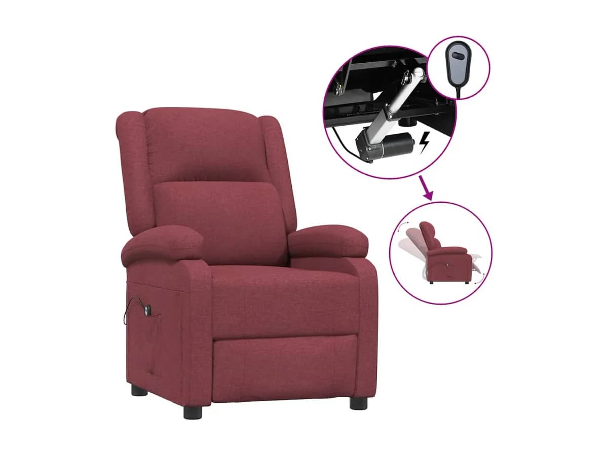 Poltrona elétrica reclinável tecido vermelho tinto SHL57925