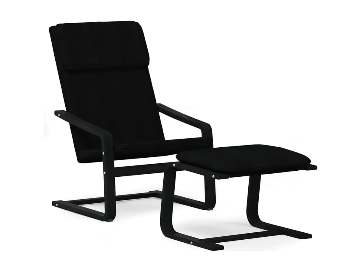 Poltrona | Cadeira Relax com banco p/ pés tecido preto SHL638216