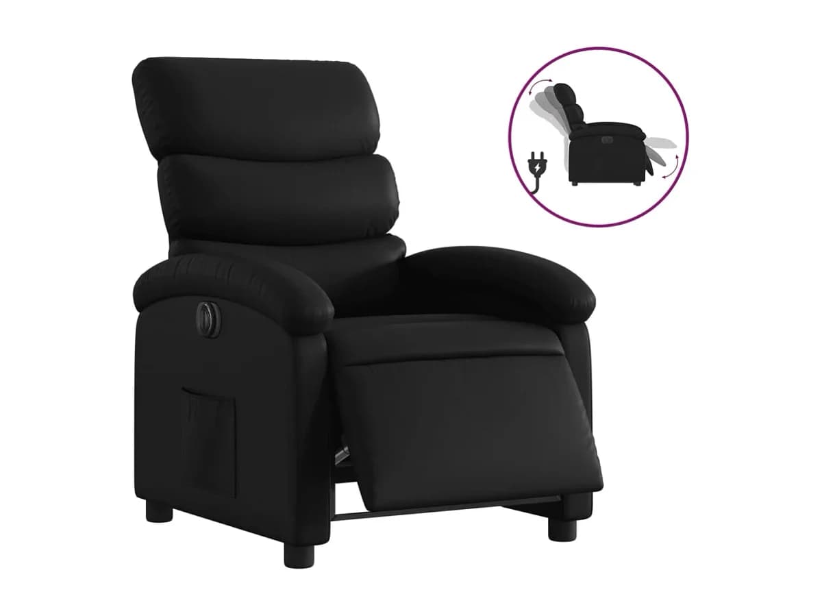 Poltrona Confortável | Poltrona reclinável elétrica couro artificial preto SHL365212
