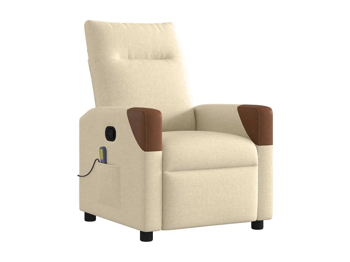 Poltrona de massagens reclinável tecido cor creme SHL477689
