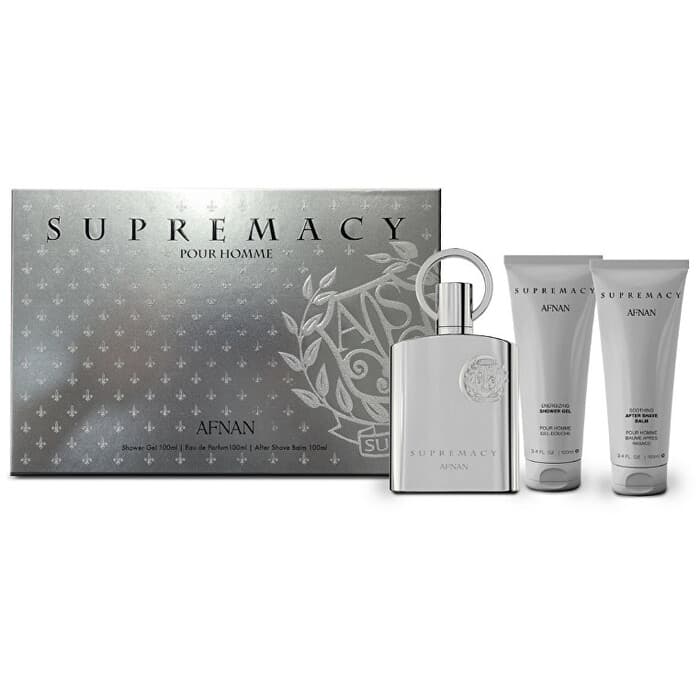 Afnan Supremacy Silver Eau de Parfum 100ml + Gel de Banho 100ml + Loção Pós Barba 100ml Coffret