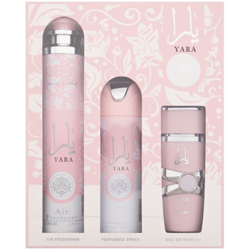 Conjunto Yara  EDP 100 ml, Desodorizante 200 ml a bytová vůně 300 ml