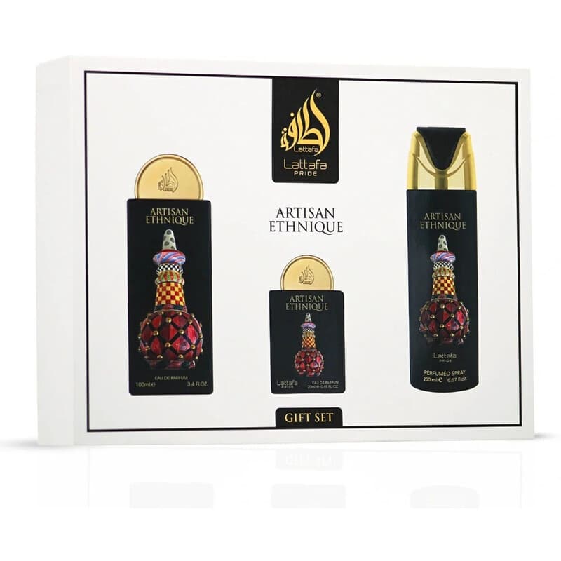 Lattafa Artisan Ethnique Eau de Parfum 100ml + Eau de Parfum 20ml + Perfumed Spray 200ml Coffret