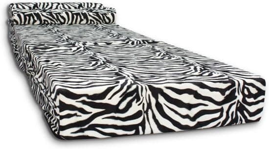 Colchão dobrável 70x200x15 cm com almofada padrão zebra