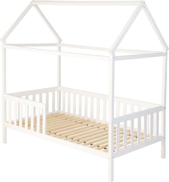 Cama infantil tipo casa em madeira com proteção 160x80 cm