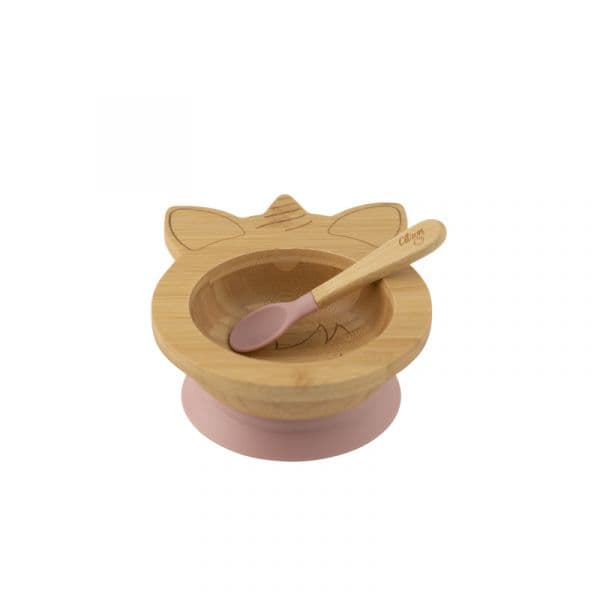 Citron Taça de Bambú com Colher Unicornio Rosa