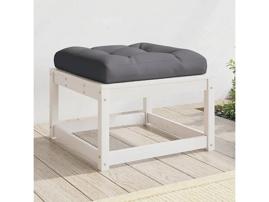 Apoio de pés p/ jardim c/ almofadão pinho maciço branco PT610564