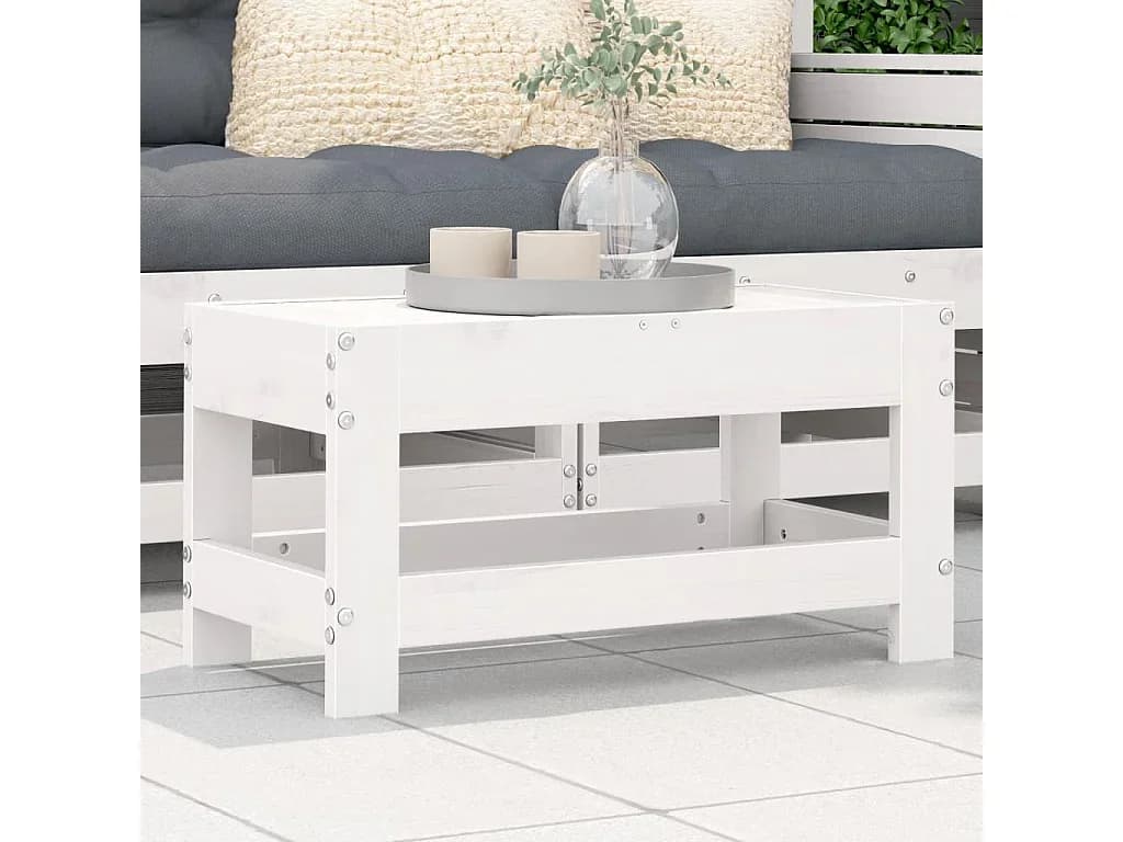 Apoio de pés para jardim 62x30x32 cm pinho maciço branco PT896438