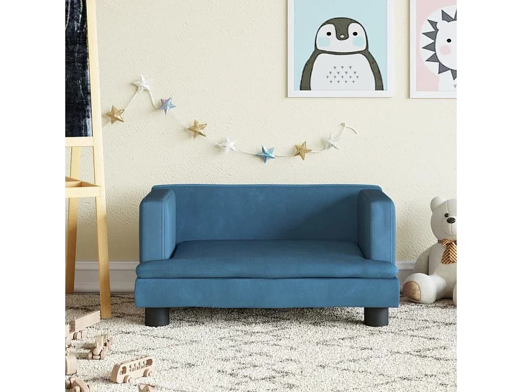 Sofá infantil 60x40x30 cm veludo azul PT176718