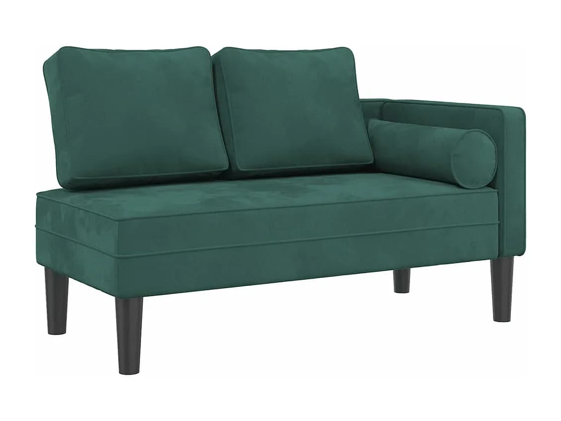 Chaise longue com almofadões veludo verde-escuro PT593667