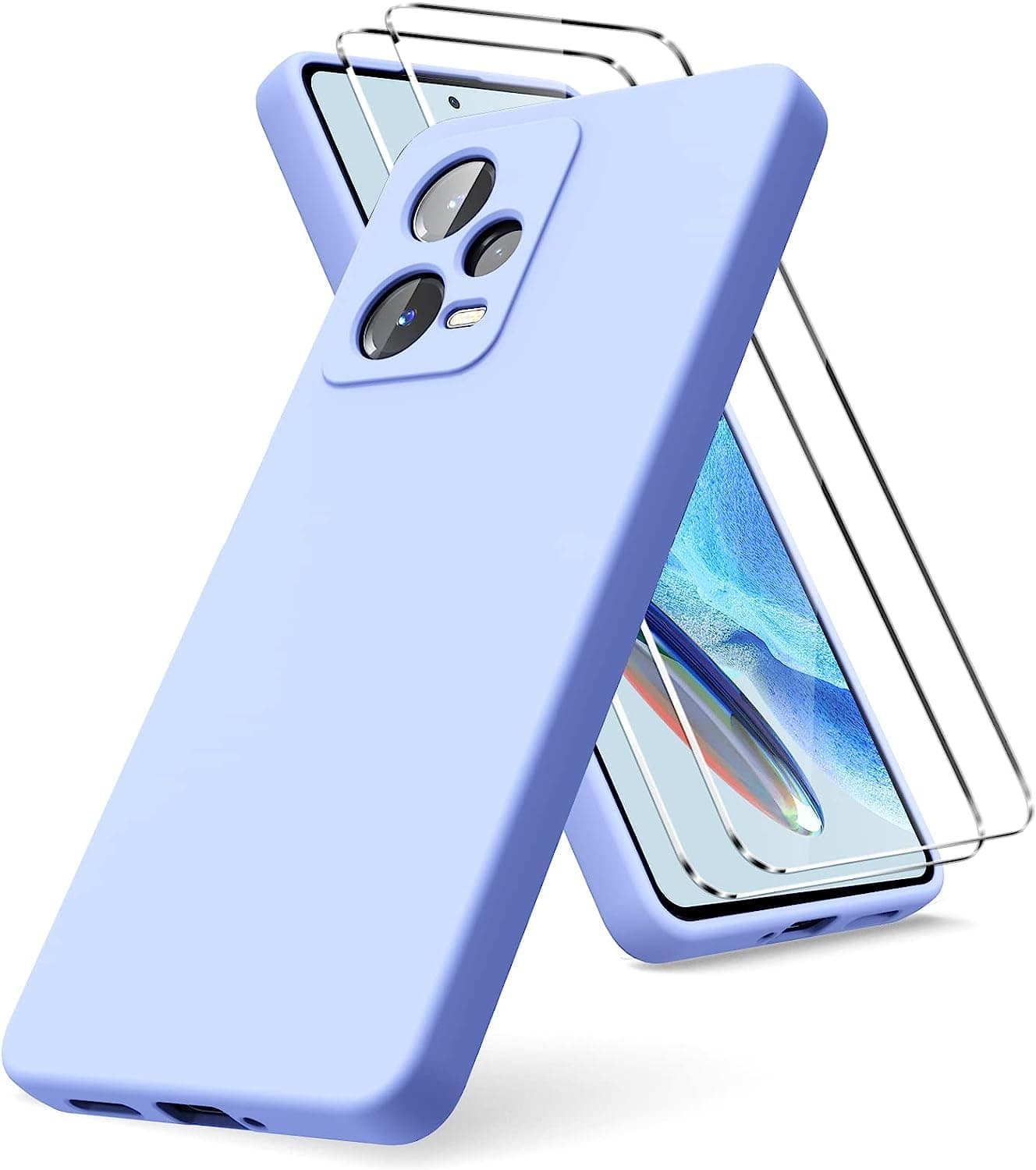 Capa Silicone Líquido com 2 Películas para Xiaomi Redmi Note 12 4G Lilás