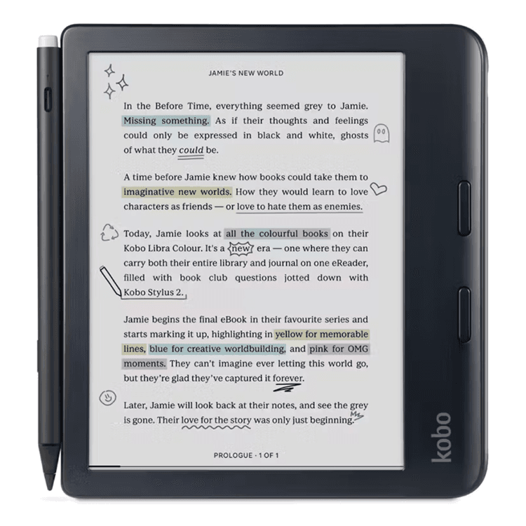 Kobo Bundle eReader Libra Colour 7" 32GB Wi-Fi Preto + Stylus 2 Pen Preto
