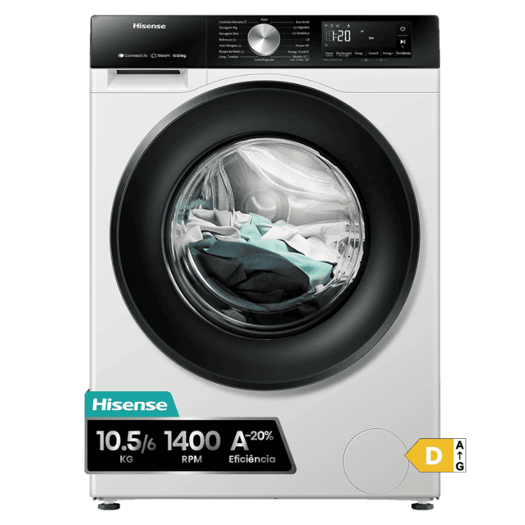 Hisense WD3S1043BW3 6Kg/10.5Kg 1400RPM Classe D