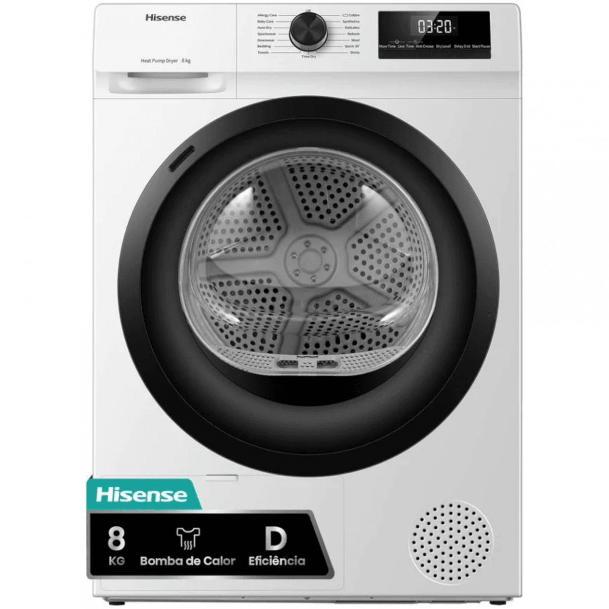 Máquina de Secar Roupa Hisense DHQE800BW2 8Kg Classe D