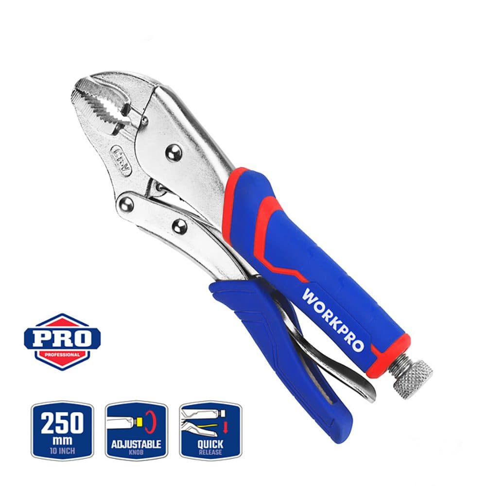 Workpro Alicates de Pressão Mandíbula Curva CR-V/CR-M 250mm (10")