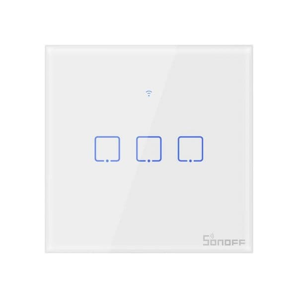 Sonoff Interruptor de Parede Táctil Triplo Smart Wi-Fi+RF em Vidro de Encastrar - Sonoff T1EU3C-TX - T1EU3