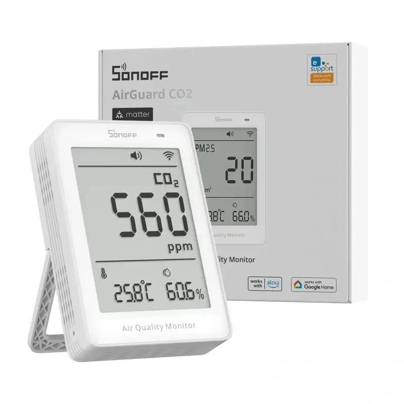 Sonoff Medidor Qualidade Ar AirGuard CO2 SAWF-08P Wi-Fi e Tela LCD