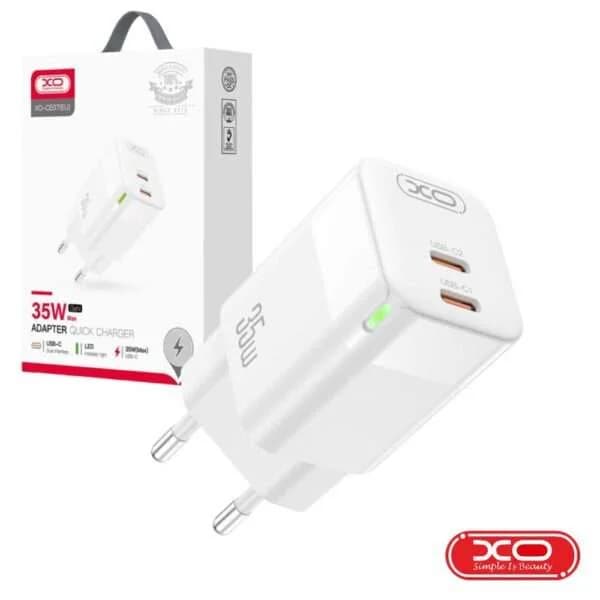 Alimentador 2 USB-C PD 35W GaN 3A Branco XO