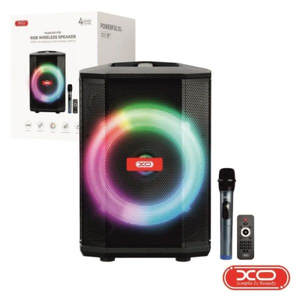 XO F53 Coluna Amplificada 8" USB/MicroSD/LED RGB/BT/FM/AUX TWS