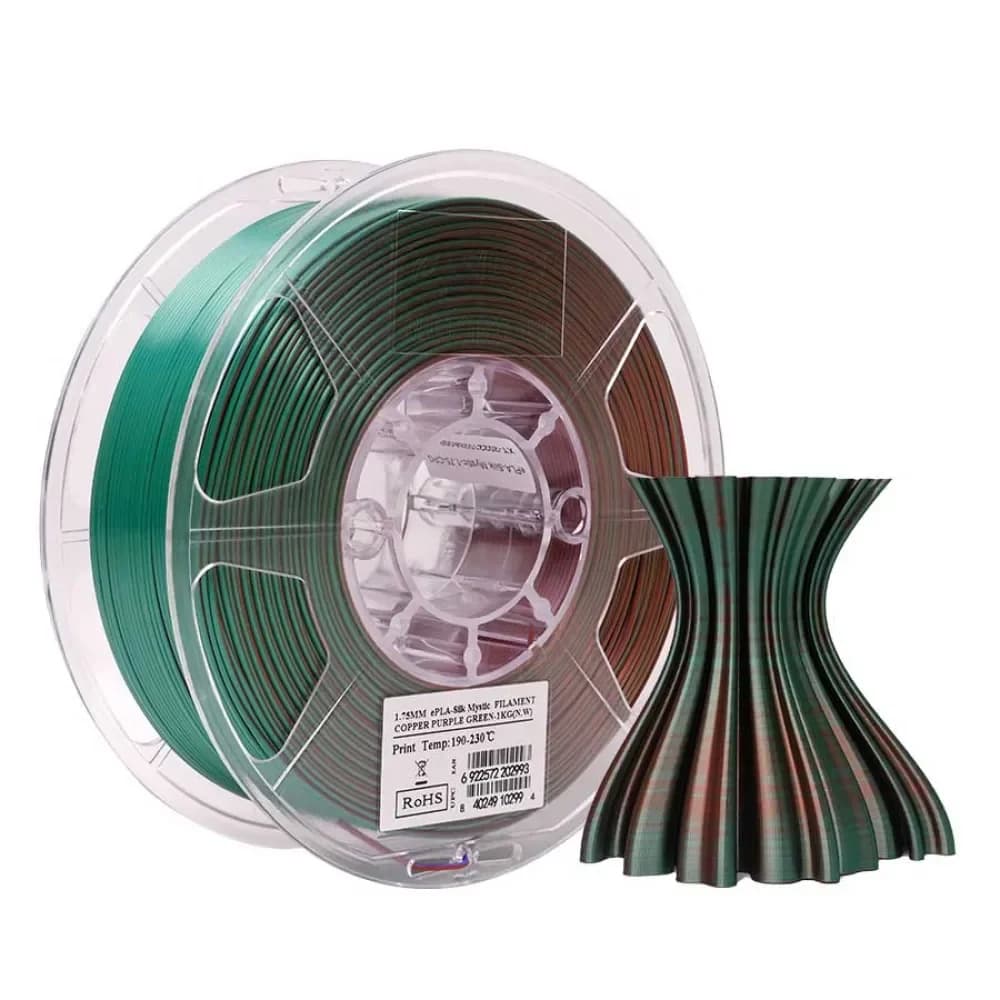 eSUN Filamento ePLA-Silk Mystic Tri-Color 1.75mm 1kg Copper Purple Green