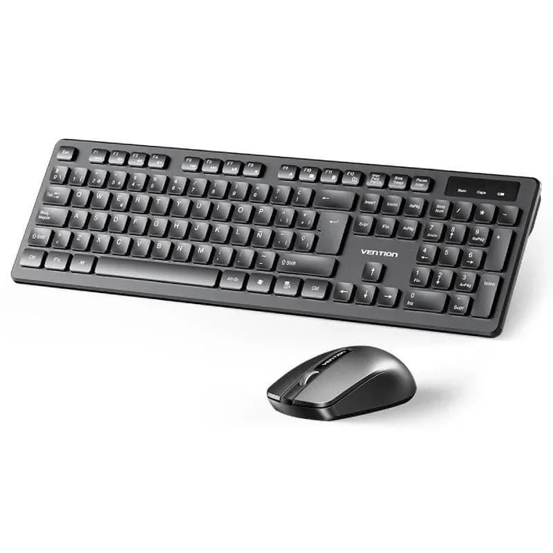 Teclado Vention KTDB0-ES Rato Sem Fios Espanhol Preto