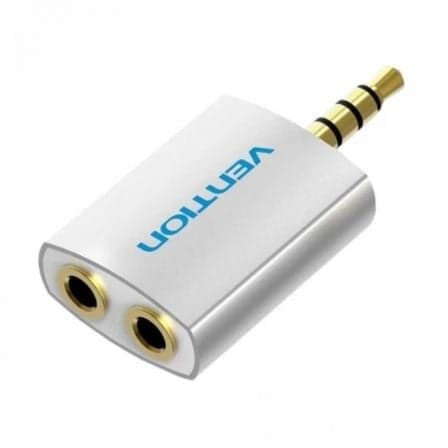 Adaptador Duplicador de Áudio Jack 3.5mm Macho 3 conetores para 2 Jacks 3.5mm Fêmea - Prateado Metalizado
