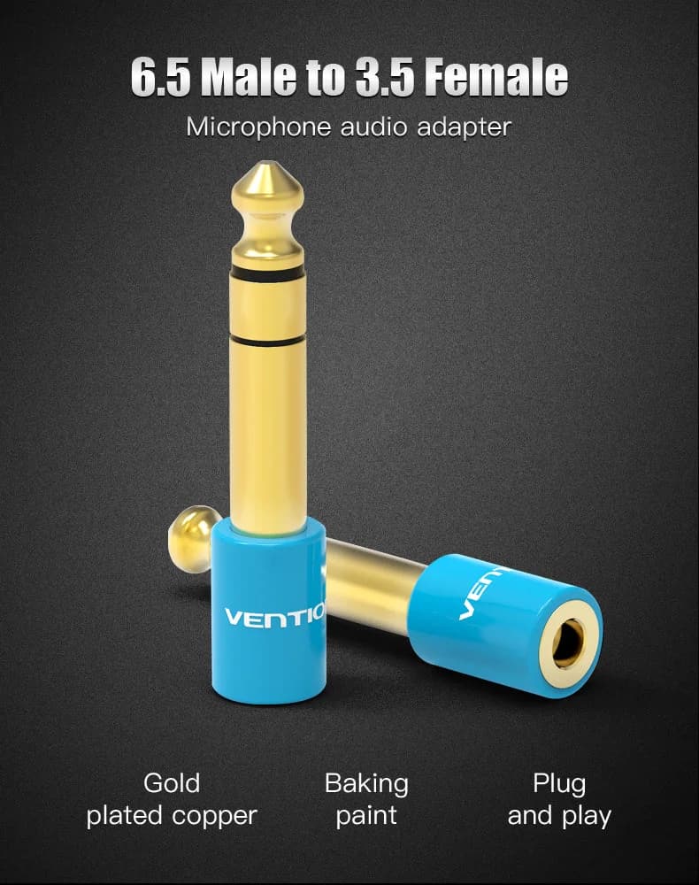 Adaptador Vention Jack 6,5mm para Jack 3,5mm Fêmea