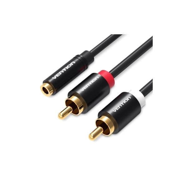 Vention Cabo Áudio Jack 3.5mm F Stéreo Para 2 Rca M 2mts Black - 18-VAB-R01-B200