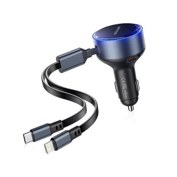 Vention FFOB0 Carregador Carro 30W USB-C Macho/Fêmea Lightning Preto