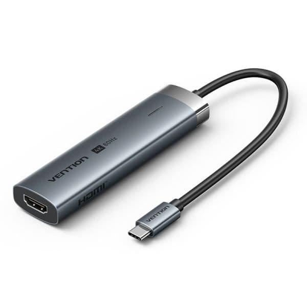 Vention Docking Station TGMHB USB-C 6 em 1 3xUSB 1xHDMI 1xUSB-C PD 100W USB 3.0 USB-C 3.2 G1 Cinza
