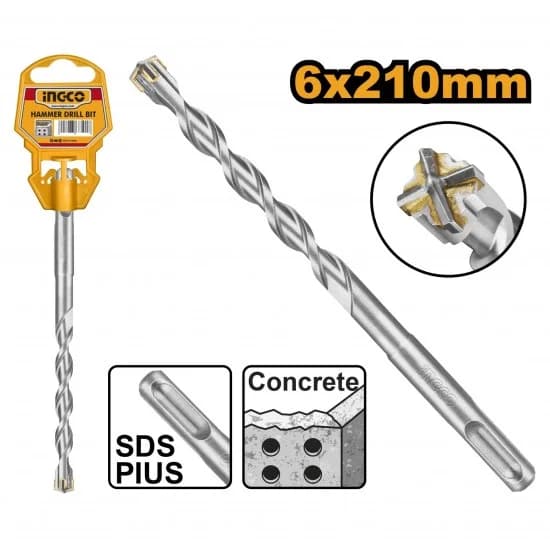 Broca Sds Plus 6 X 210Mm refª DBH1210603C INGCO - DBH1210603C - Ferramentaspro.pt