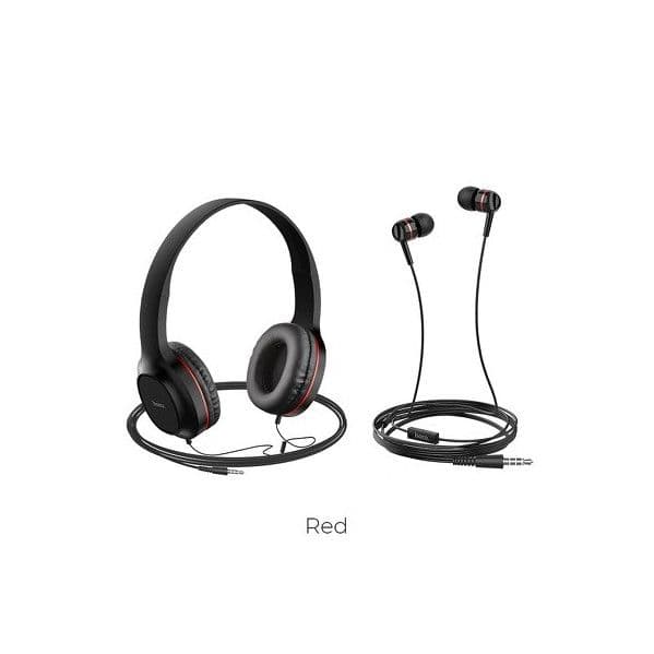 Hoco Headphones W24 Enlighten Headphones Mic Set Red - 6931474709622