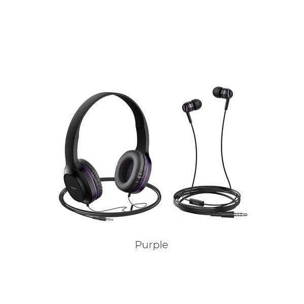 Hoco Headphones W24 Enlighten Headphones Mic Set Purple - 6931474709653