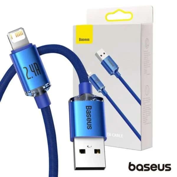 Série Baseus Crystal Shine cabo USB para carregamento rápido e transferência de dados USB Tipo A - Lightning 2,4A 1,2m azul (CAJY000003)