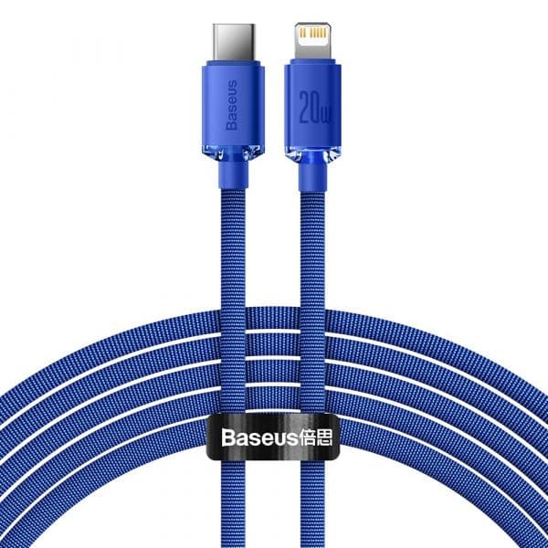 Baseus Crystal Shine Series Fast Charging Data Cable usb Type C To Lightning 20W 2m Blue (CAJY000303)
