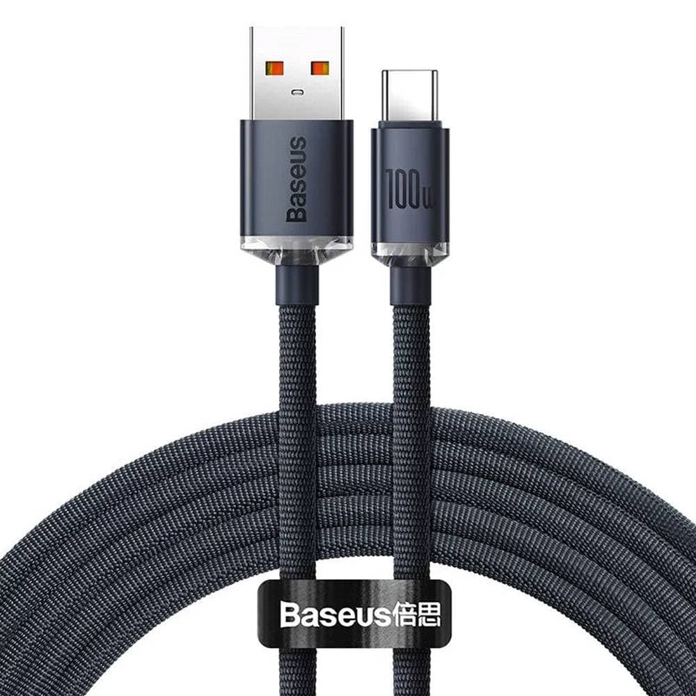Cabo Baseus Crystal Shine USB-A p/ USB-C PD 100W 1.2m Preto