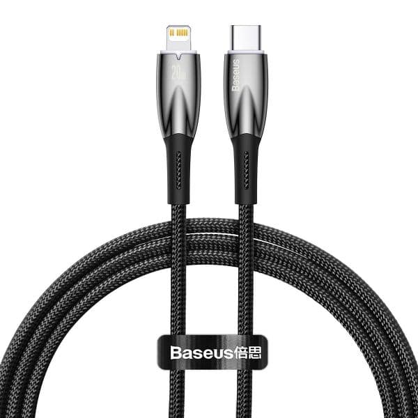 Baseus Glimmer Series Cable With Fast Charging Usb-c Lightning 480Mb/S Pd 20W 1M Black
