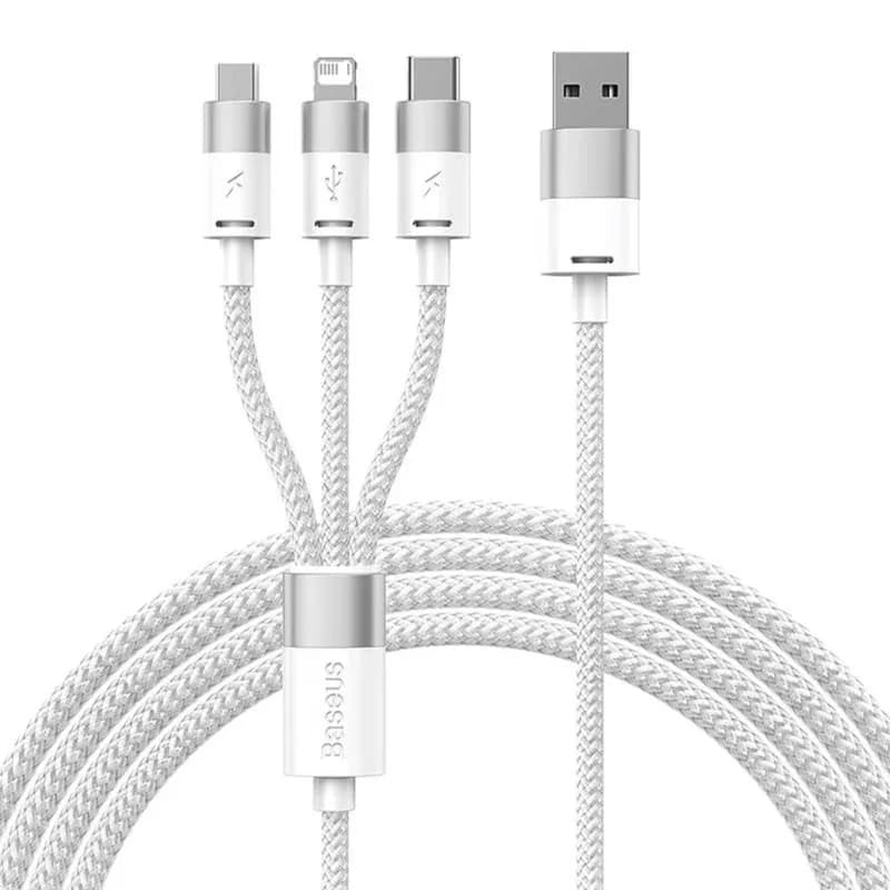 Baseus Cabo OTG StarSpeed USB-A para MicroUSB/USB-C/Lightning 1.2m Branco