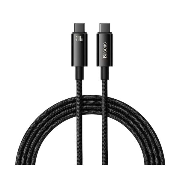 Baseus Cabo Type-C p/ Type-C Tungsten Dourado Fast Charging Data 240W Preto 2M