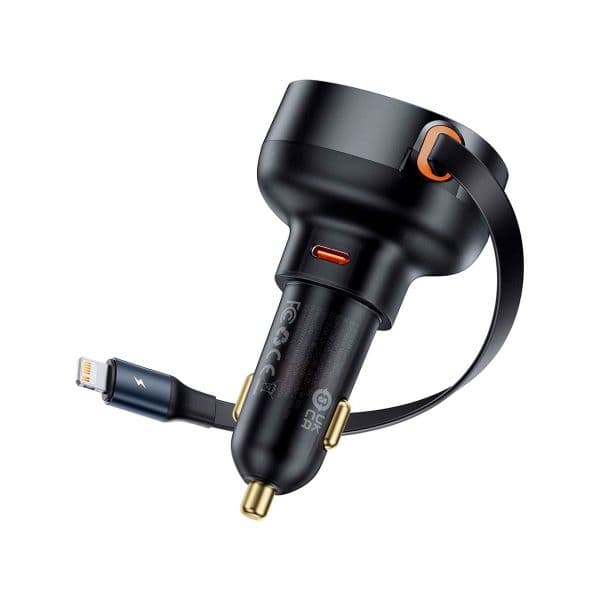 Baseus Carregador Isqueiro USB-C (F) / Lightning (M) 60W Preto