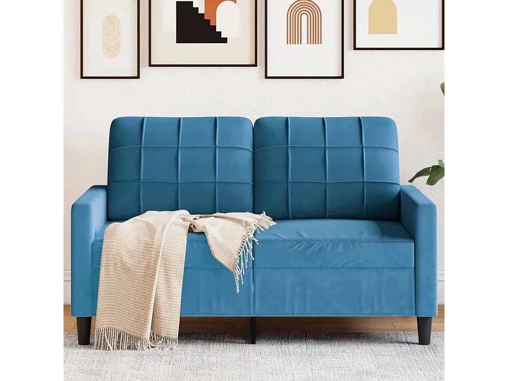 Sofá de 2 lugares veludo 120 cm azul PT749457
